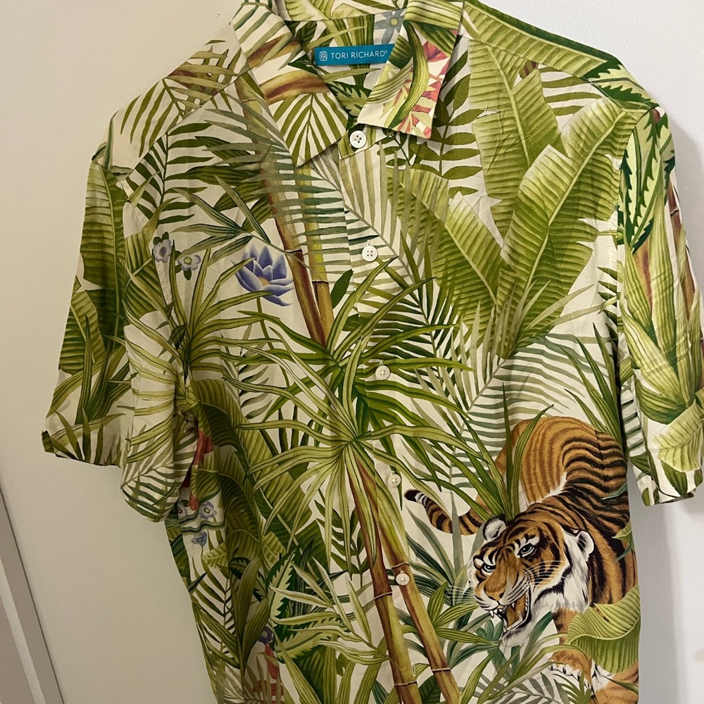 Tori Richard Green Tropical Print Men's Shirt